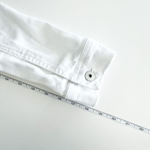 ZARA Womens Jean Jacket Cropped Button Distressed Denim White Medium - Picture 7 of 7